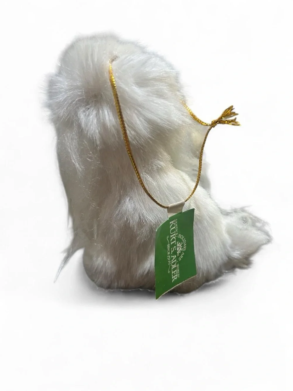 Kurt S Adler Long Hair White Pomeranian Shih Tzu Dog Christmas Ornament Plush